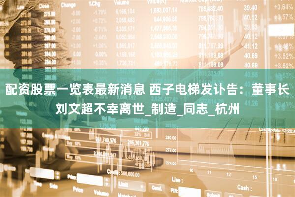 配资股票一览表最新消息 西子电梯发讣告：董事长刘文超不幸离世_制造_同志_杭州